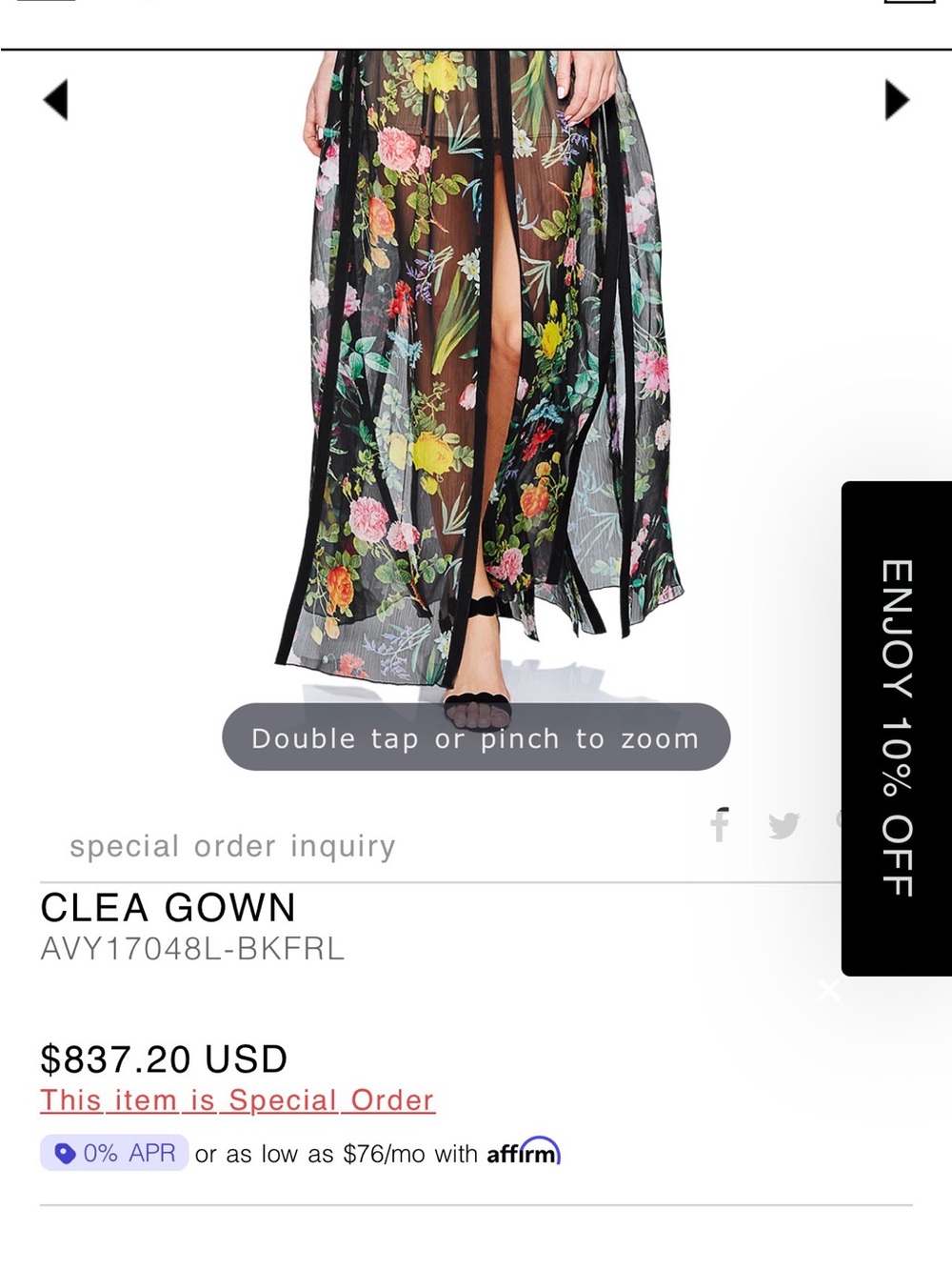 Tadashi Shoji ‘ Clea’ Black Floral Gown originally $837 - Picture 10 of 11